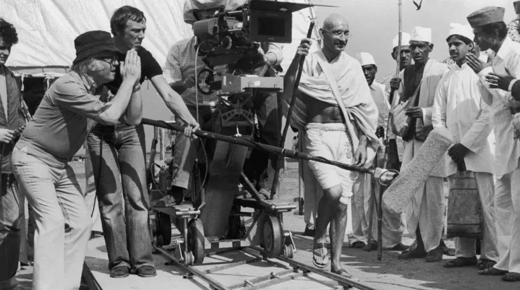 Richard Attenborough en el rodaje de Ghandi